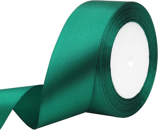 Dark Green Solid Satin Ribbon 1-1/2 Inch 25 Yards Solid Polyester Fabric Ribbon for Gift Wrapping Wedding Christmas Baby Shower Birthday Party Decoration Handmade Immortal Flower Craft