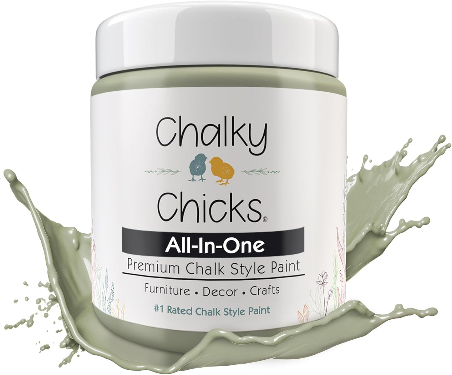Chalky Chicks All-in-One Chalk Paint for Furniture or Cabinet -4Fl Oz-Matte Finish Mountain Green (Sage Green) for Metal, Wood Furniture Paint - No Sanding All-in-One for Home Decor & Crafts, USA Made