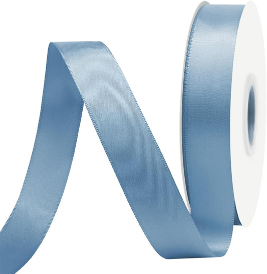 Dusty Blue Satin Ribbon 7/8" X 50 Yards Solid Color Double Faced Ribbons Perfect for Crafts Wedding Decor Bow Making Arts Sewing and More