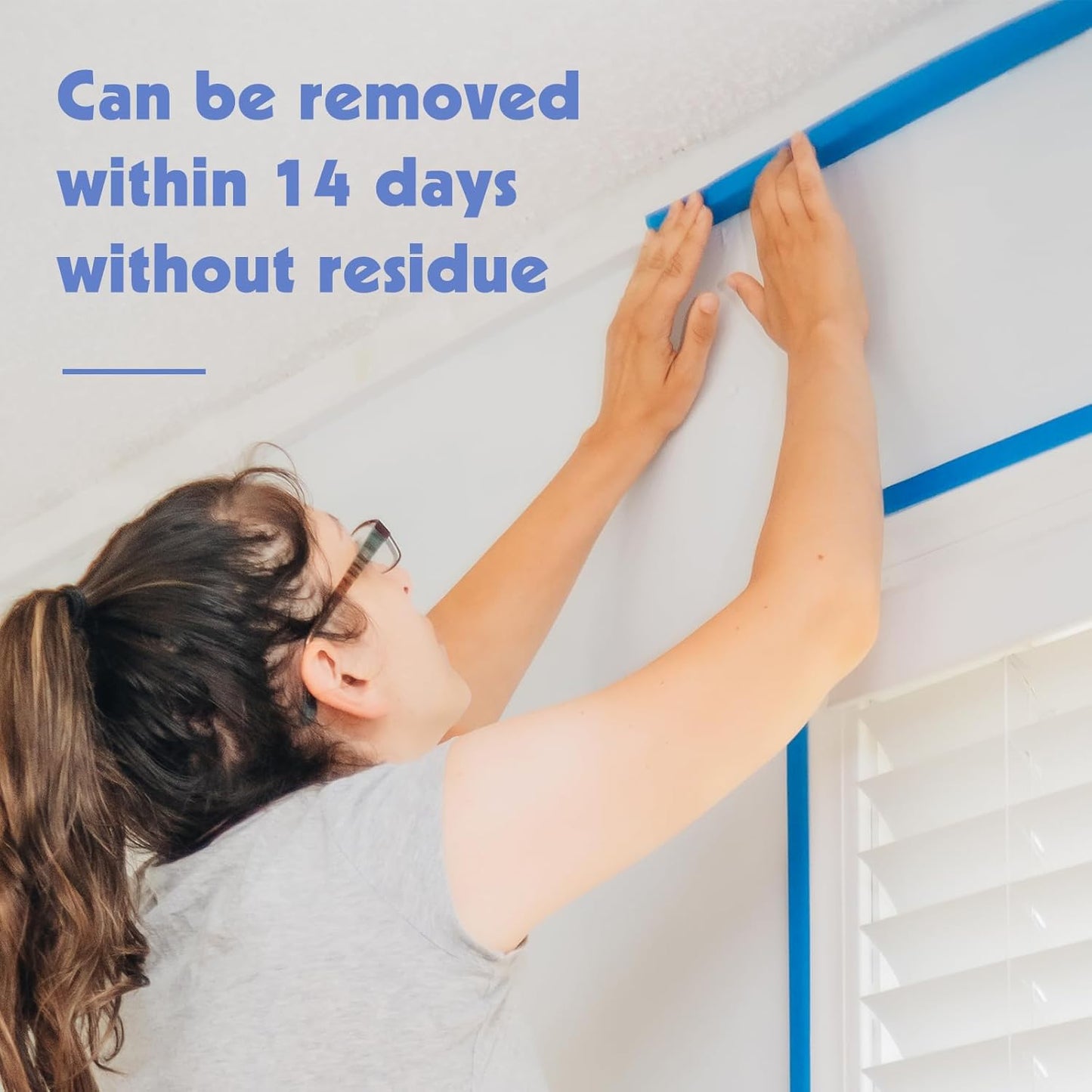 5 Rolls Blue Painters Tape 1.42In × 55Yd Wide Blue Masking Tape, Washi Tape for Wall Painting Automotive Window Trim Crafts Multi-Surface