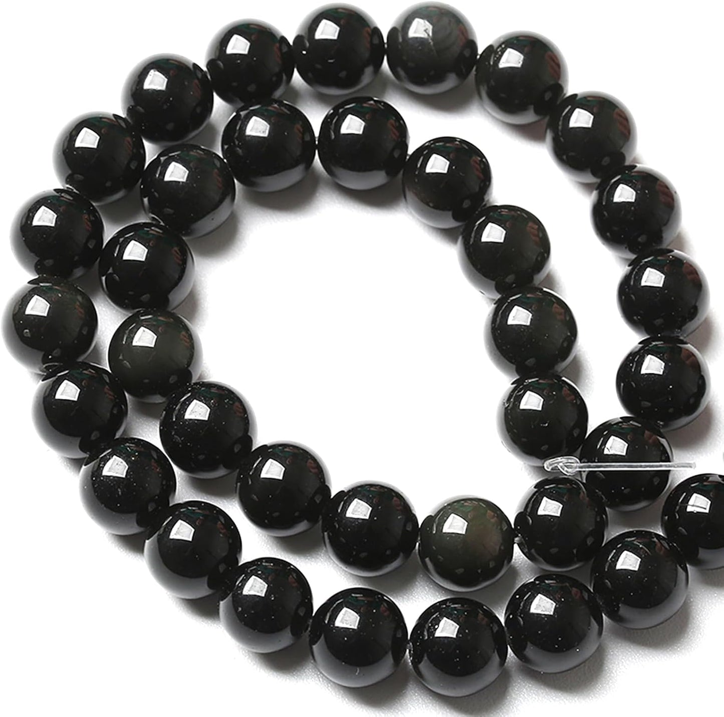 12MM 32pcs Natural Black Obsidian Stone Energy Healing Beads Round Loose Beads for Jewelry Making Bracelet 1 Strands 15"