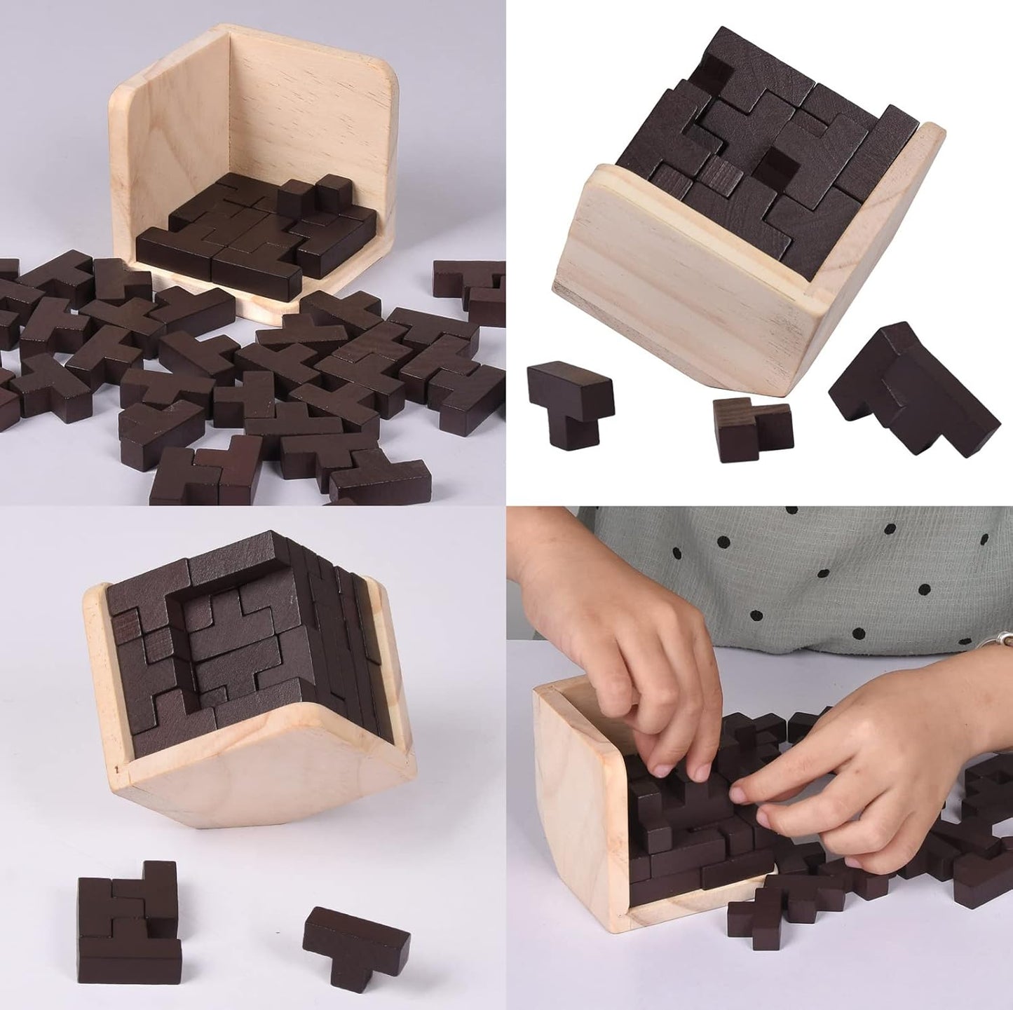 18 Pack Wooden Brain Teaser Puzzles Wooden Burr Puzzles Brain Teaser Puzzle with Gift Packing Box Magic Puzzle Games Toys for Kids and Adults by AHYUAN (Classical Wood)