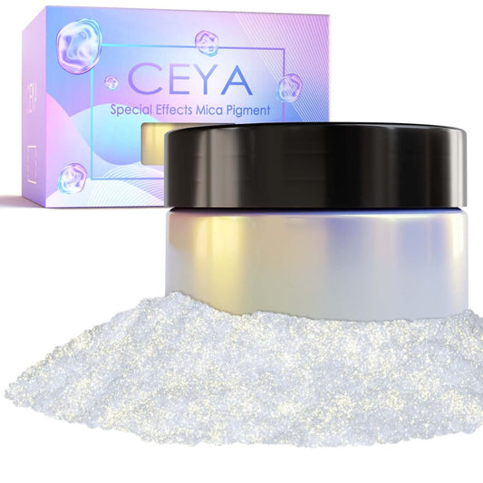 Ceya Interference Mica Powder, 1.8oz/ 50g Ghost Gold Chrome Nail Powder, Cosmetic Grade Pearlescent Effect Color Shift Pigment for Epoxy Resin, Makeup, Nail Polish, Soap Dye, Candle Making,Slime,Paint