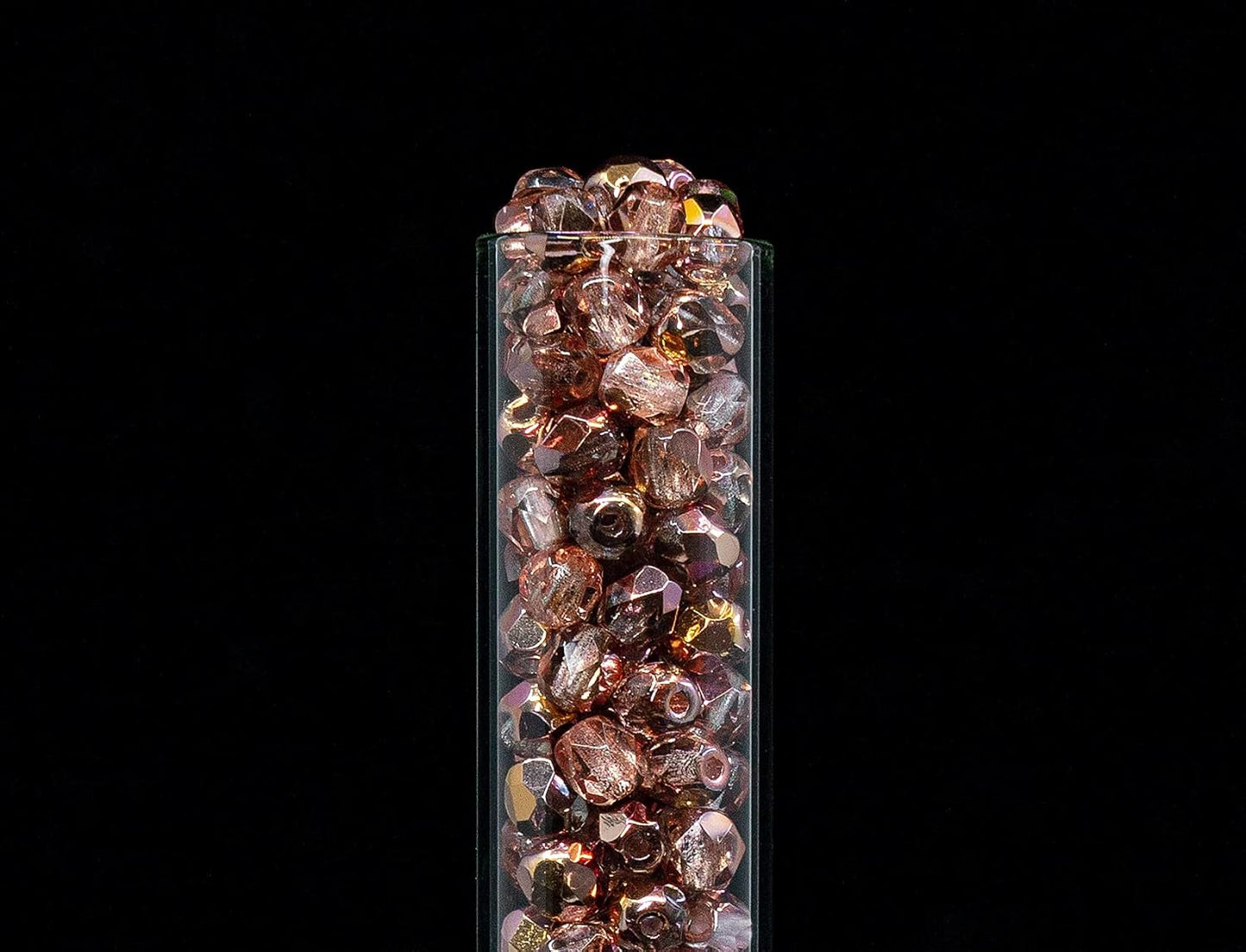 100 pcs of Faceted Fire Polished Pressed Czech Glass Beads 4mm (0.16in), Crystal Copper Capri Apollo 00030-27101 BCV