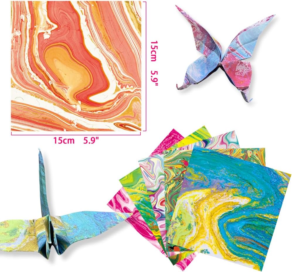 Square Origami Paper 6x6 Double Sided 50 Sheets 50 Colors 70GSM Origami Kit Japanese Chiyo Easy Fold Arts Crafts DIY Handwork Beginner Rock Color