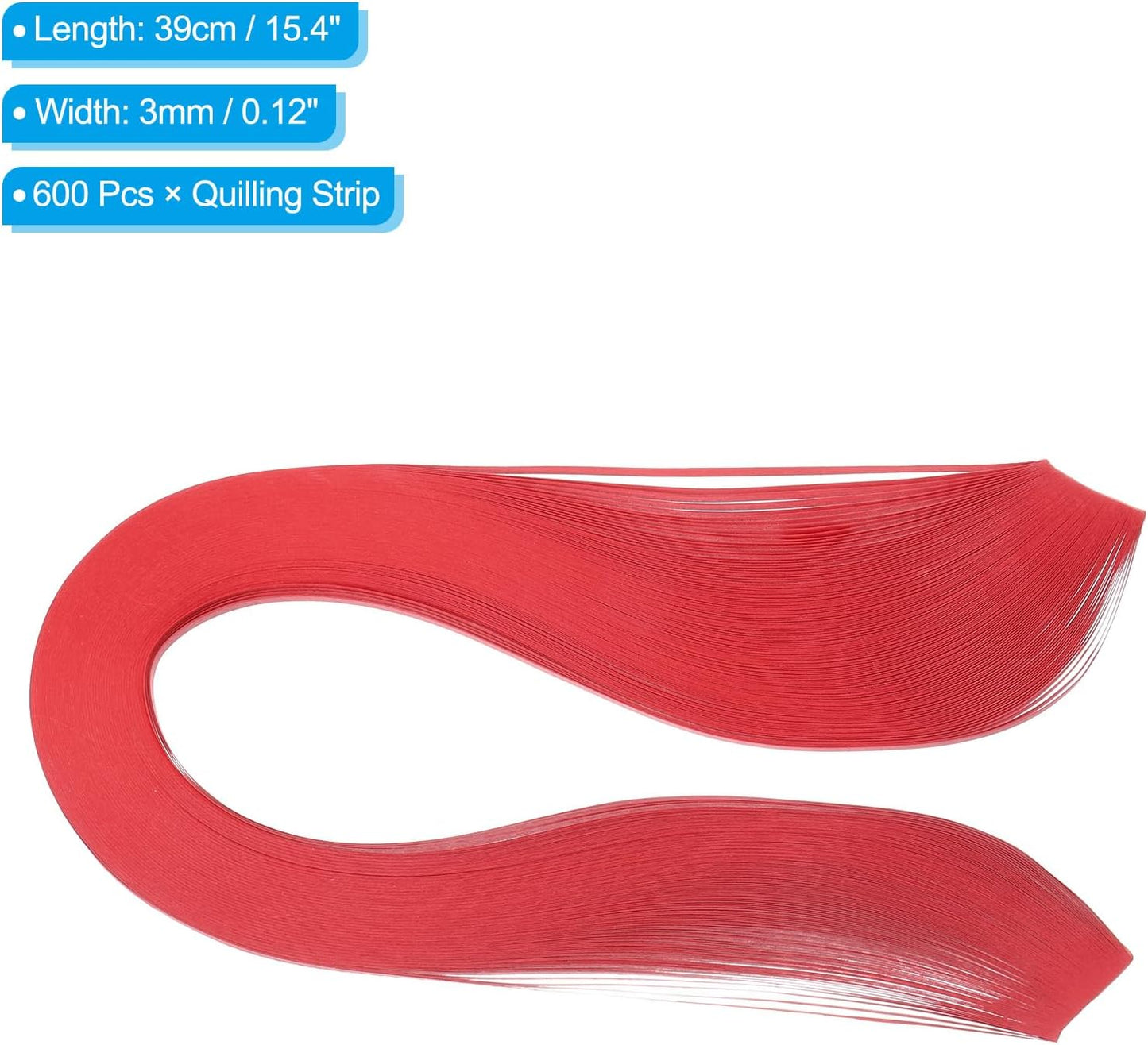 PATIKIL 600pcs Quilling Strips Paper 1/8"(3mm) 39cm Origami Paper Quilling Strip for Art DIY Hand Craft Christmas, Bright Red