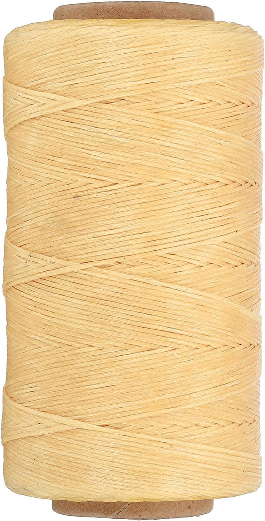 PATIKIL 284 Yard Flat Waxed Thread 150D 1mm Leather Sewing Cord for Repairing Shoes Bags Wallets Jewelry Making DIY Leather Craft, Khaki