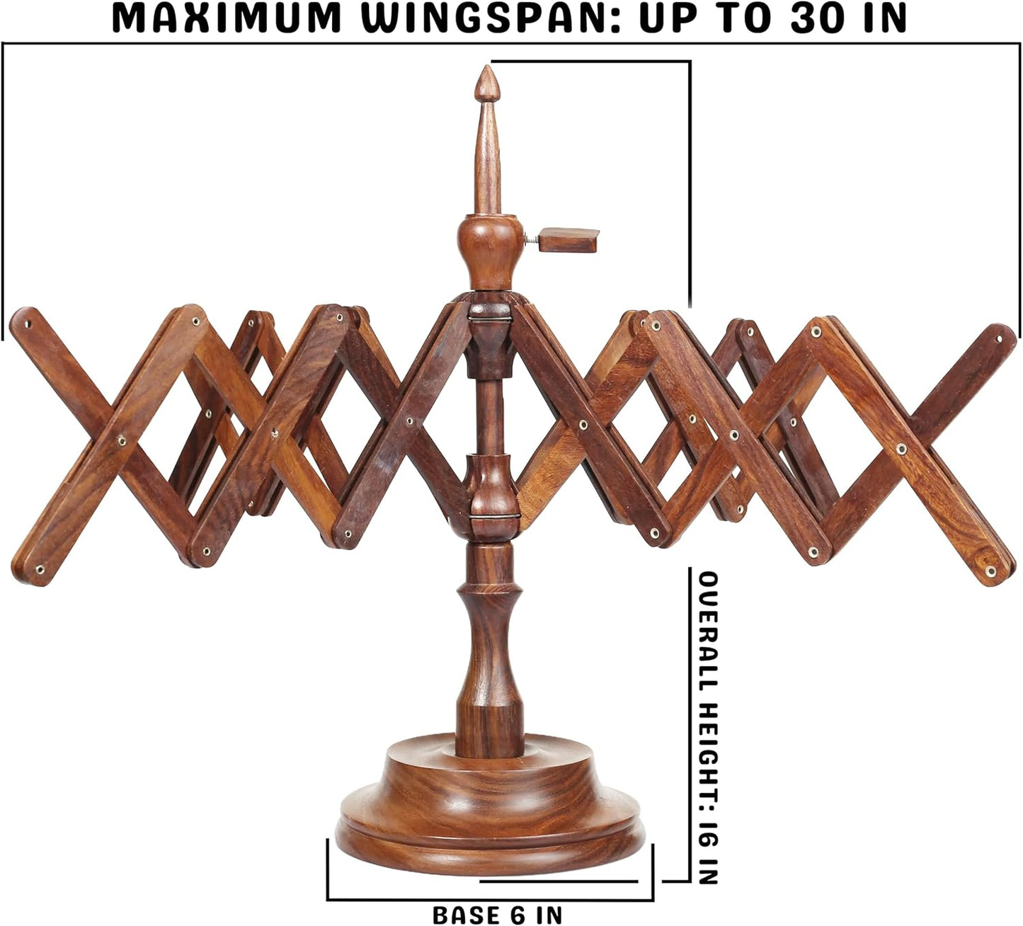 Bhartiya Handicrafts Wooden Yarn Ball Winder & Table Top Swift Set, Hand Operated Rosewood Combo Winder, Large Capacity 8 to 10 oz Yarn Fiber Winder, Wool String Swift Winder (Rosewood Winder & Swift)