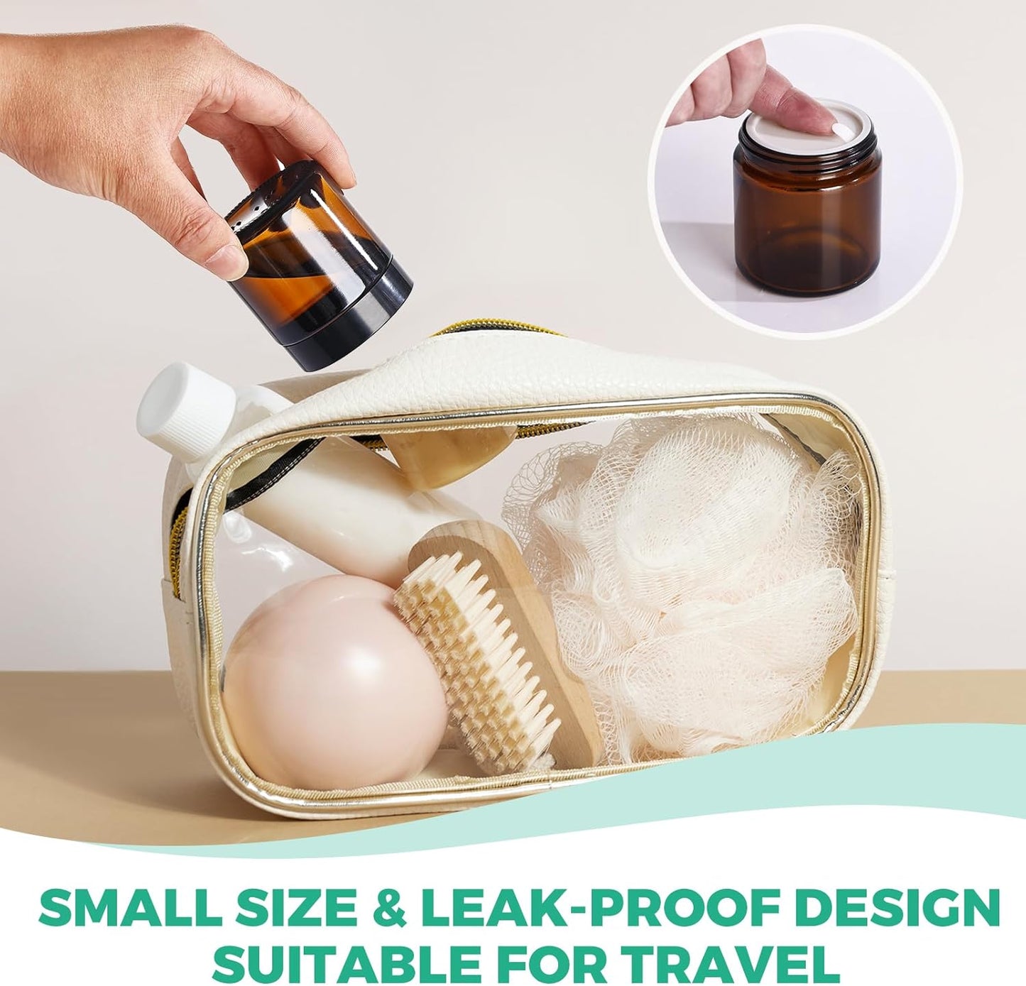 Amber Glass Jars with lids, 24 Pack 4oz Empty Cosmetic Jars, Refillable Airtight Wide Mouth Container for DIY, Sample, Cream, Lotion, Candle Making, Powder, Cosmetic