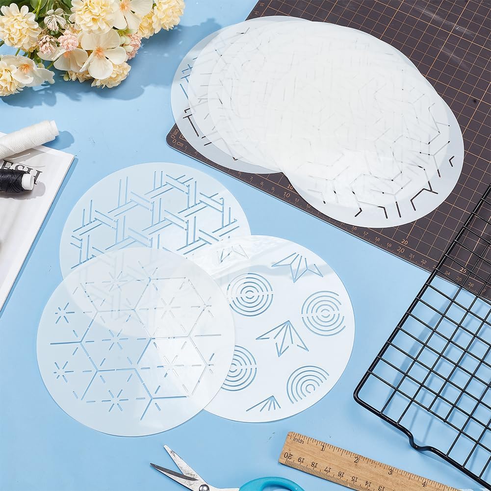 FREEBLOSS 12Pcs Sashiko Stencils Sashiko PET Template Drawing Line Template for Hand Quilting Sashiko Patterns Templates Flexible Embroidery Stencils for Hand Sewing Lovers 5.9 * 5.9''