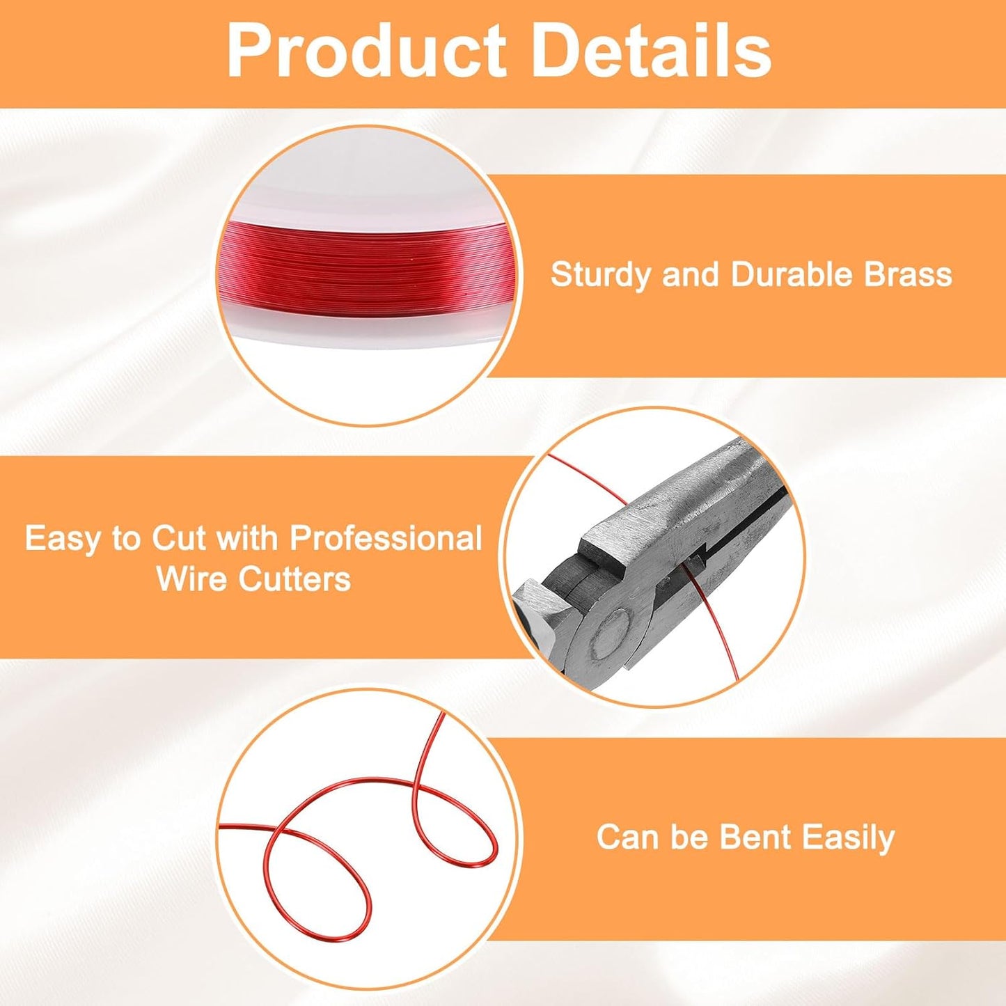 HARFINGTON 82ft Jewelry Wire, 32 Gauge (0.2mm) Brass Craft Soft Metal Tarnish Resistant Copper Beading Wire for Jewelry Making Supplies Crafting, Bright Red