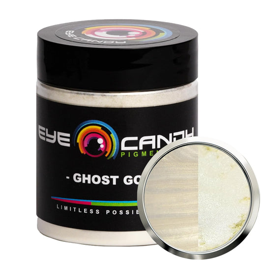 Eye Candy Premium Mica Powder Pigment “Ghost Gold” (25g) Multipurpose DIY Arts and Crafts Additive | Woodworking, Natural Bath Bombs, Resin, Paint, Epoxy, Soap, Nail Polish, Lip Balm (Ghost Gold, 25G)