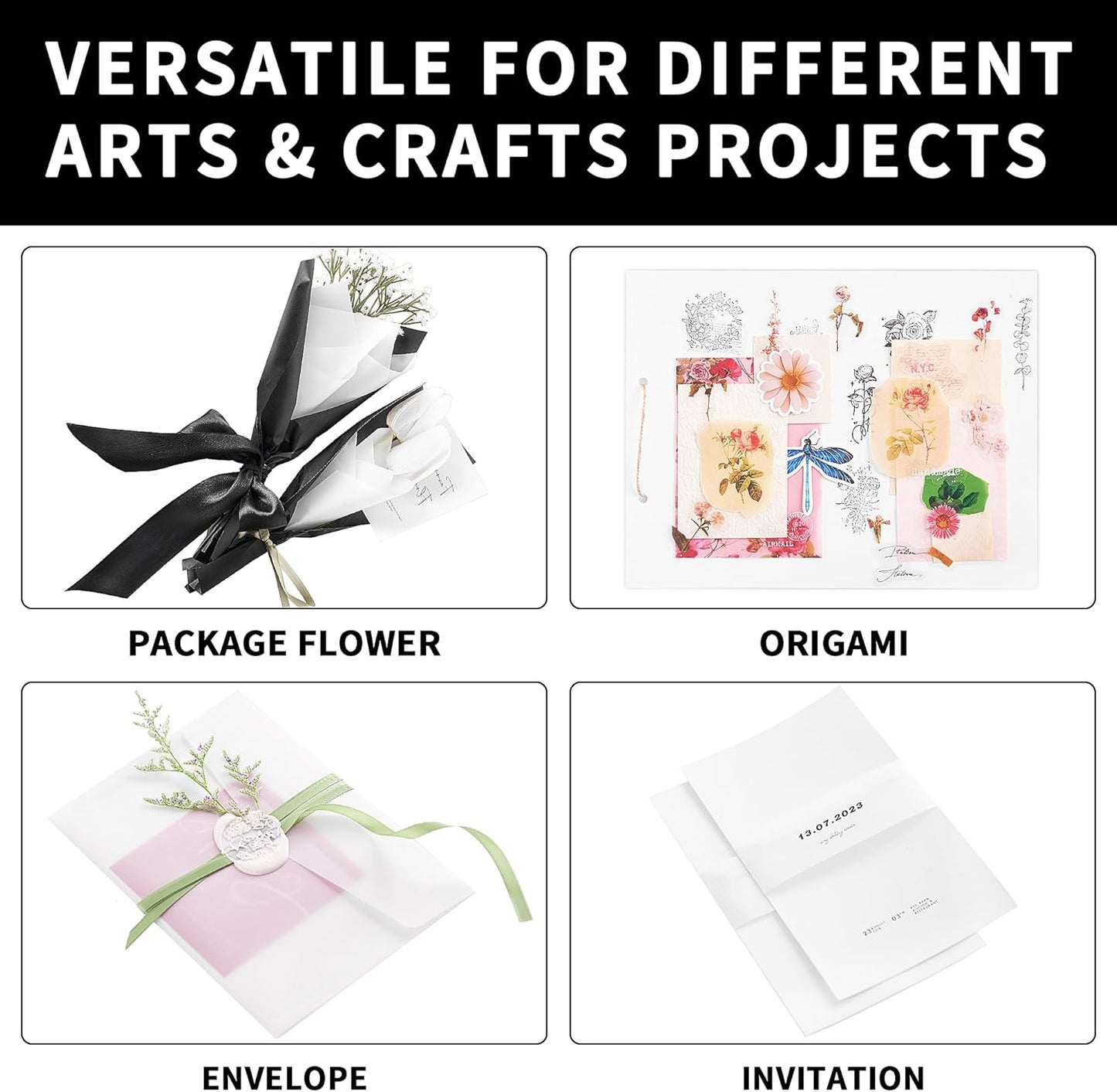 70 Sheets Transparent Vellum Paper - 8.5 x 11in 100GSM Translucent Matte Art Paper for DIY Printing Drawing Invitations Greeting Cards Decor Gift Wrapping PAP02TP