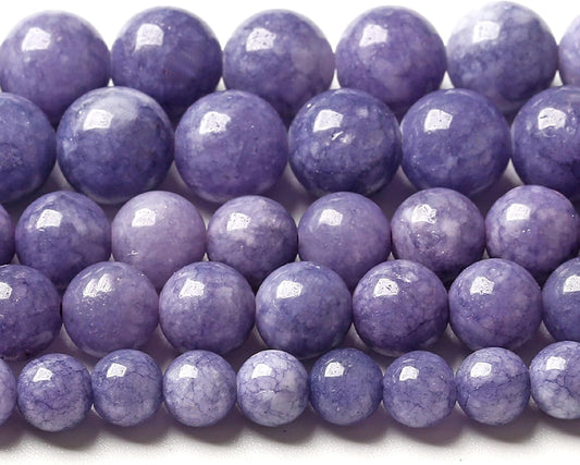 10MM Lavender Purple Chalcedony Natural Stone Round Loose Beads for Jewelry Making and Crafting 72pcs 2 Strands 32"