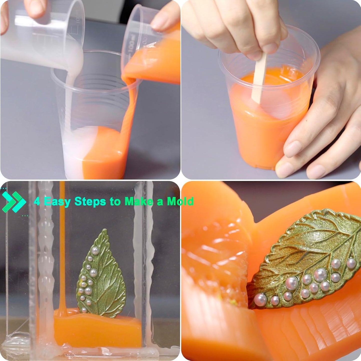 BBDINO Silicone Mold Making Kit, 15A Fast Cure Silicone for Mold Making 2.2 lb(35 Oz), 1A:1B Ideal for Resin/Soap/Candle/Silicon Molds Casting