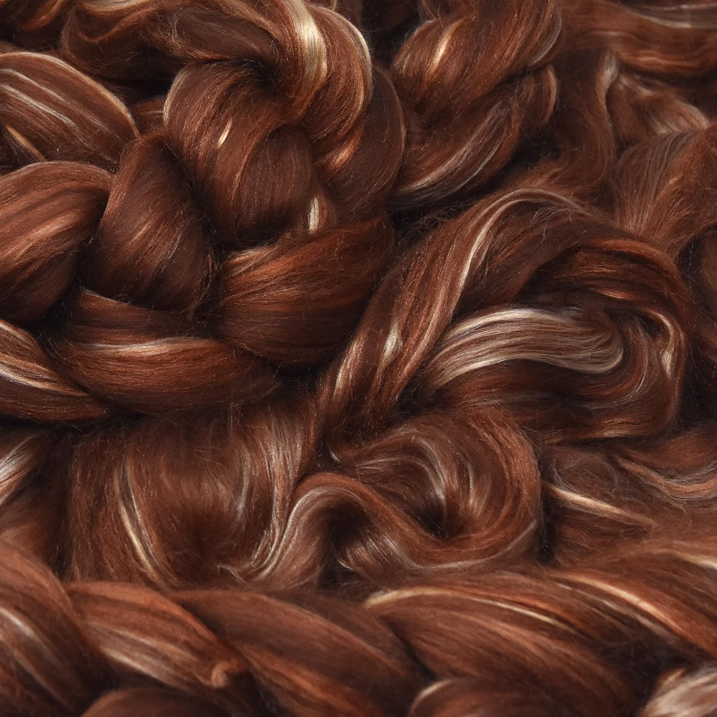 Merino Silk Luxe Tonal Designer Blend. Superfine Merino, Mulberry, Tussah Silk. Top Roving for Spinning or Felting. Cocoa Delight 1oz