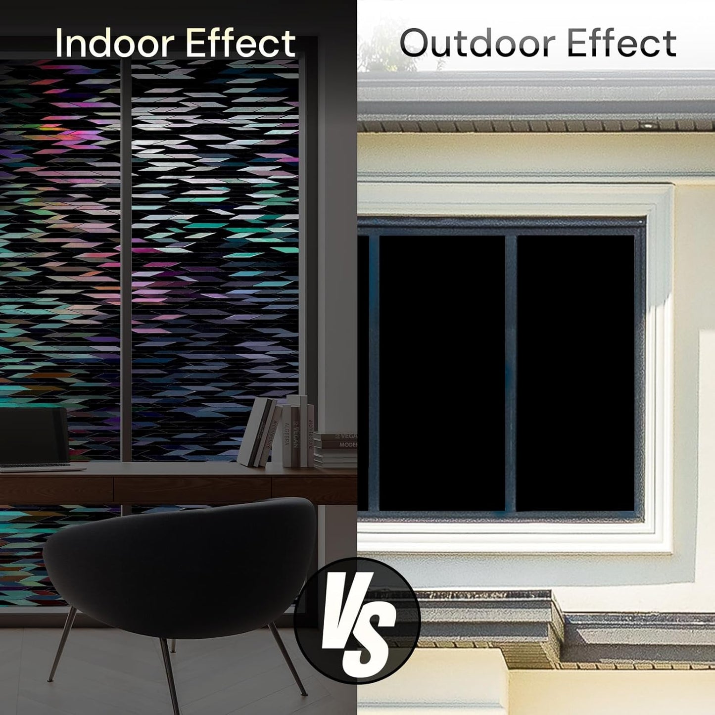 rabbitgoo Window Privacy Film, Total Blackout Window Film, Stained Glass Heat Control Glass Thermal Sticker, Room Darkening Door Cover, Anti-UV Privacy Cling with Installation Tools, 17.5" x 78.7"