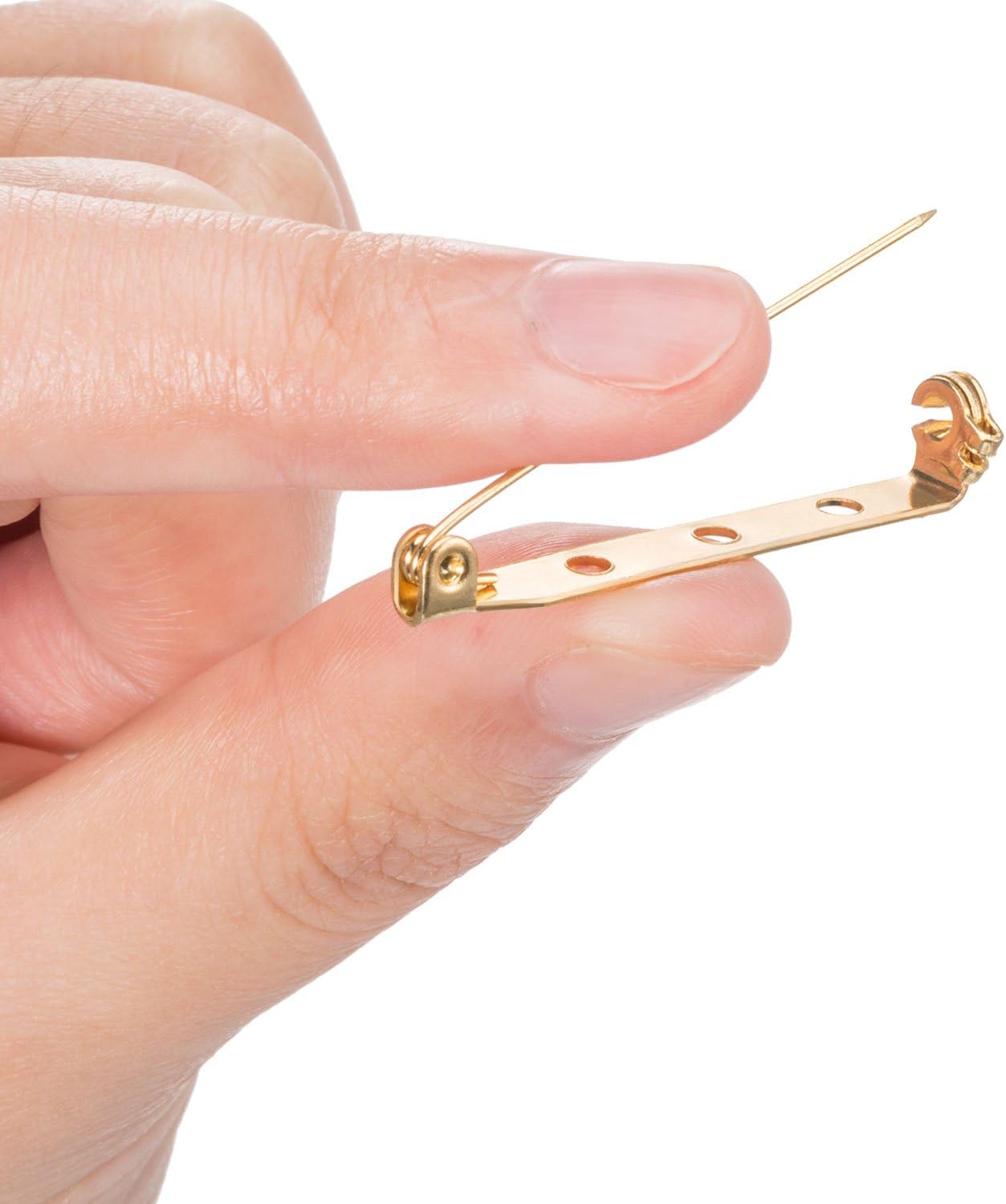 Shappy 100 Pieces Brooch Pin Backs Bar Pins Backs for Crafts Safety Clasp with Plastic Box, Gold and Silver, 4 Sizes, 20/25/32/38 mm