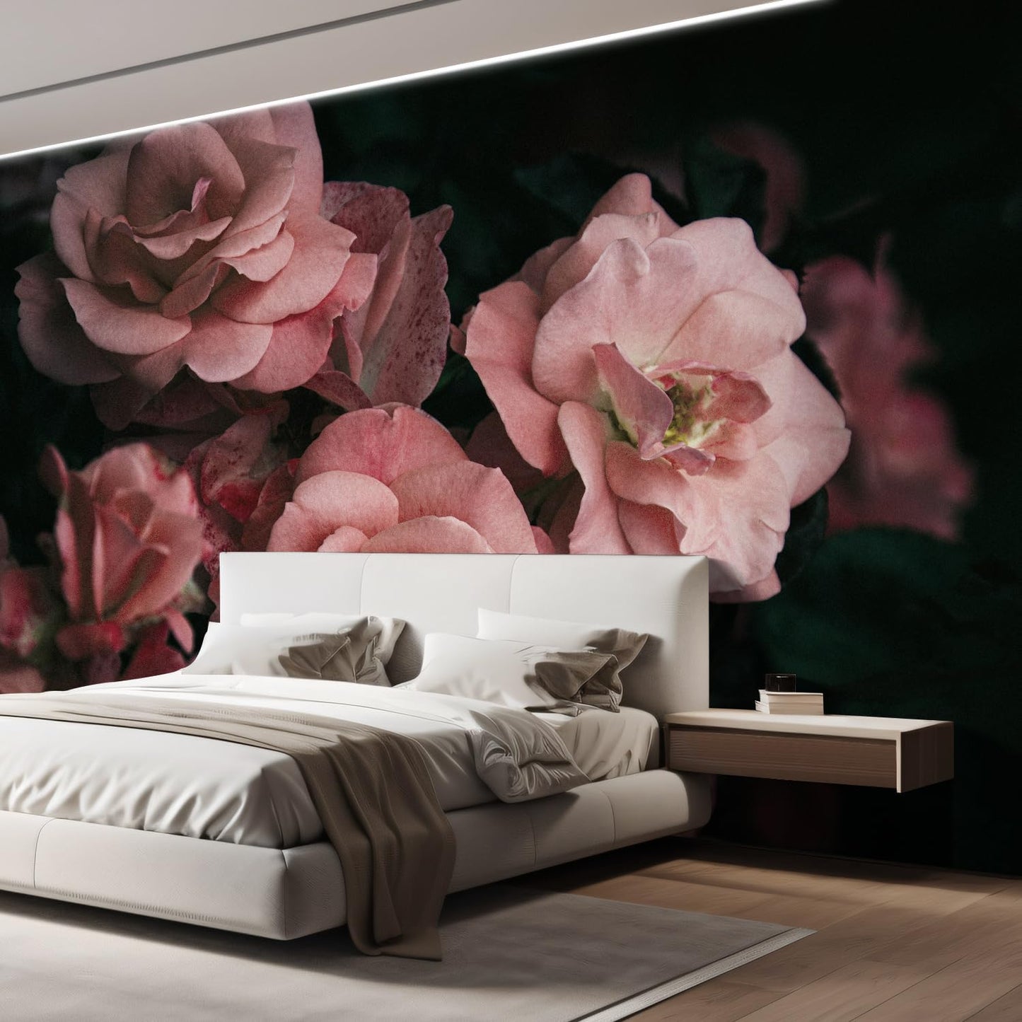 wall26 Removable Wall Sticker/Wall Mural Close Up Dark Rose Flower Blossoms Nature Wilderness Photography Decorative Botanical Relax/Calm Floral for Living Room, Bedroom, Office - 132x144 inches