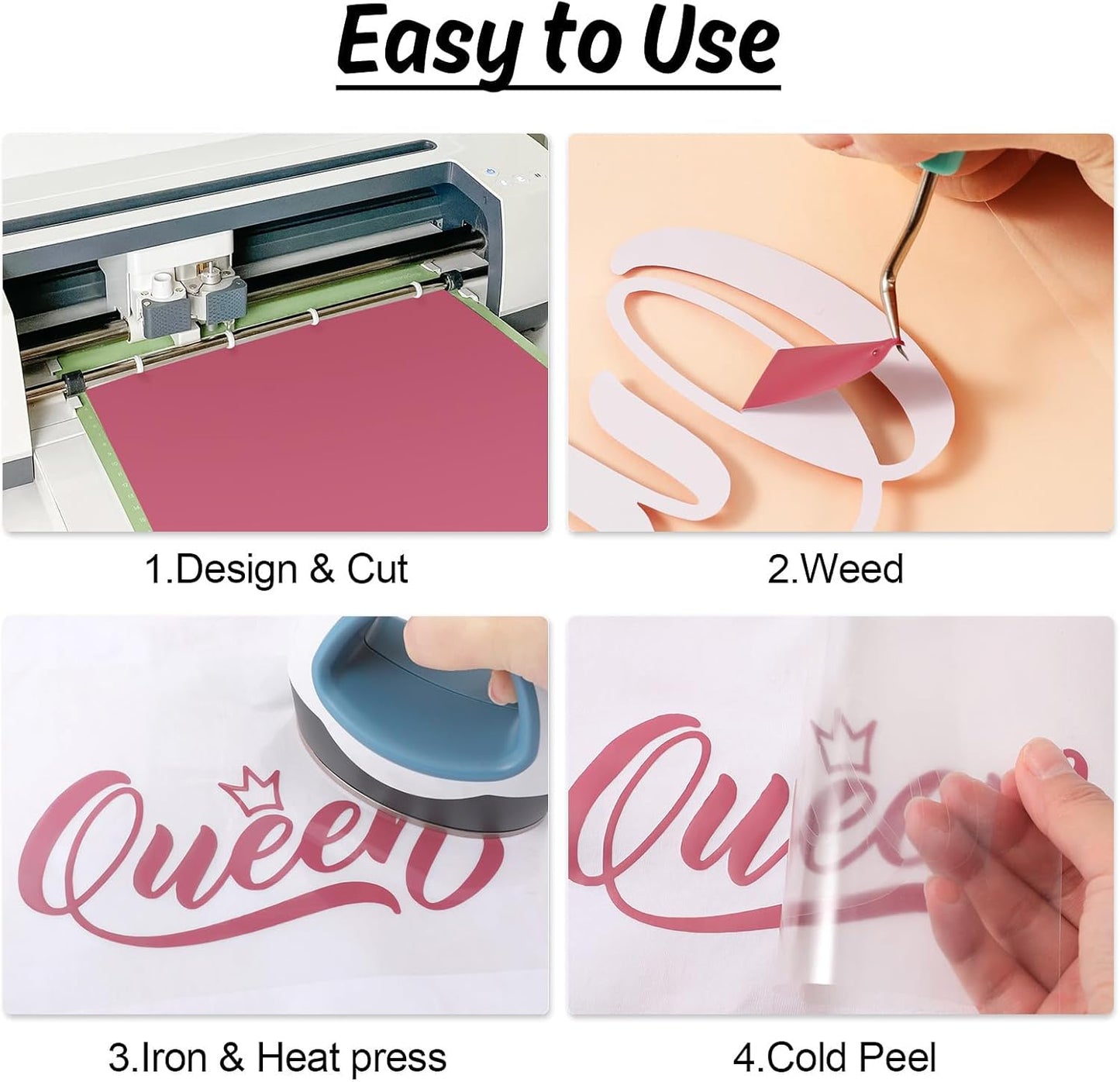 HTVRONT HTV Rolls Heat Transfer Vinyl - 12" x 5ft Maroon HTV Vinyl for Shirts, Iron on Vinyl for All Cutter Machine - Easy to Cut & Weed for Design (Maroon)