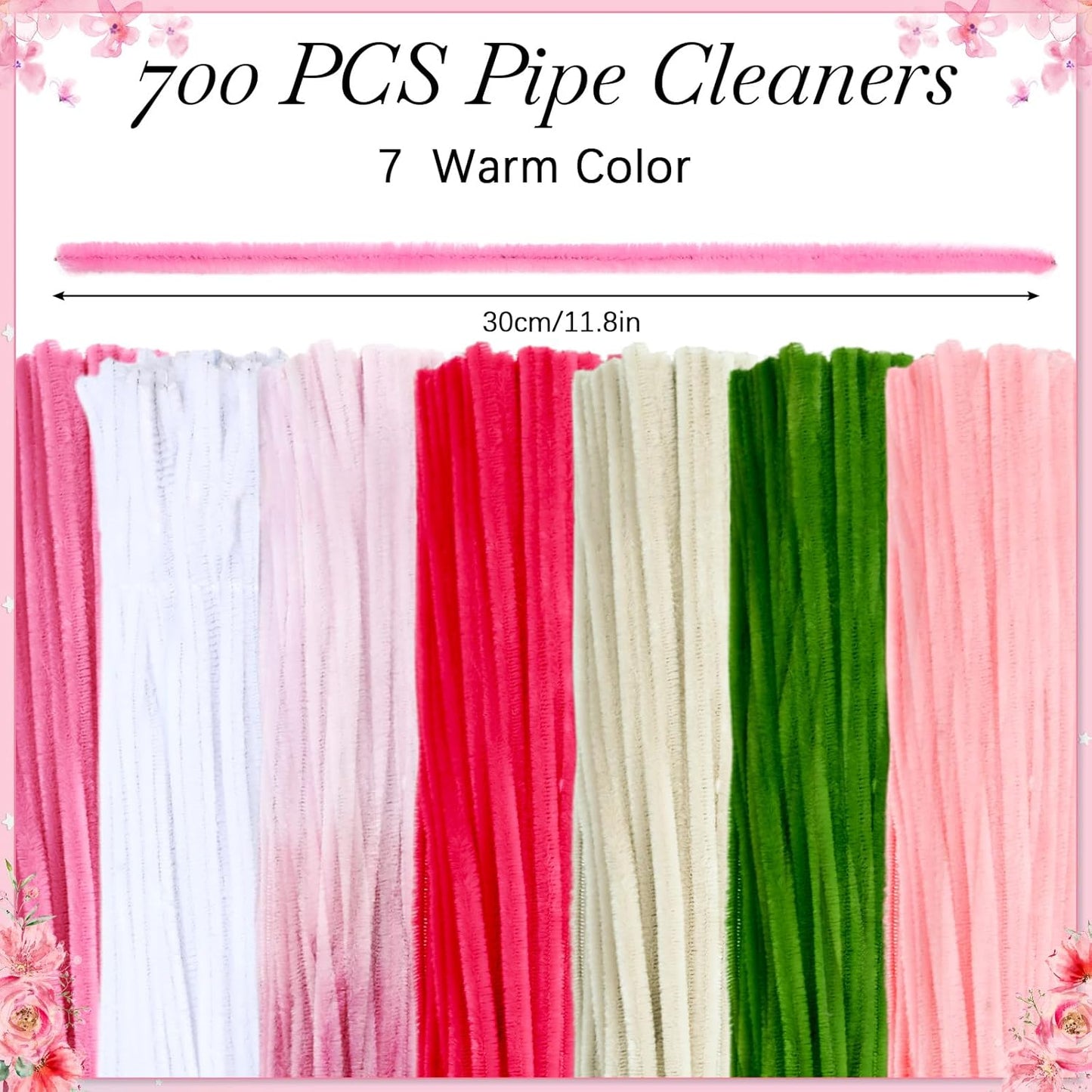 DaisyInner 700 Pcs Halloween Fall Pipe Cleaners Craft Bulk Pastel Chenille Stems Flower DIY Gradient Colored Fluffy for School Classroom Thanksgiving Christmas Party Supplies(Pink Theme)
