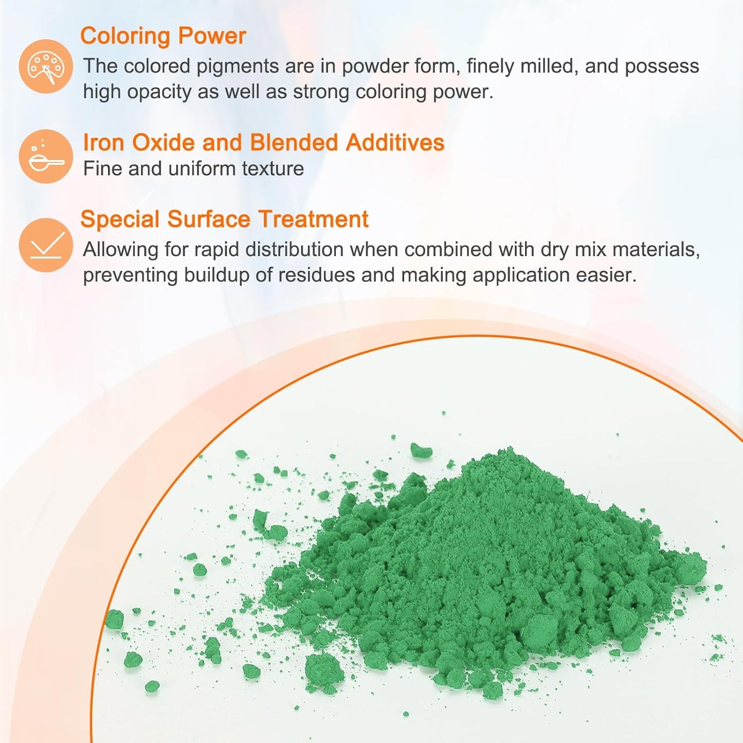HARFINGTON Iron Oxide Powder Concrete Pigment 300 Mesh 3.5oz (100g) Iron Oxide Grout Pigment for Pastel Tile Paint Concrete Cement, Cadmium Green