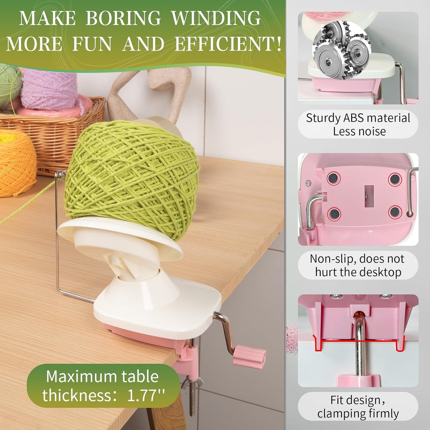 SPEENSUN Yarn Winder for Crocheting, Yarn Spinner, 3.5 OZ Easy-to-Install and Efficiently Yarns Cake Winder with Lower Noise for Yarns Below Size 5, Best for Crochet and Knitting Lover