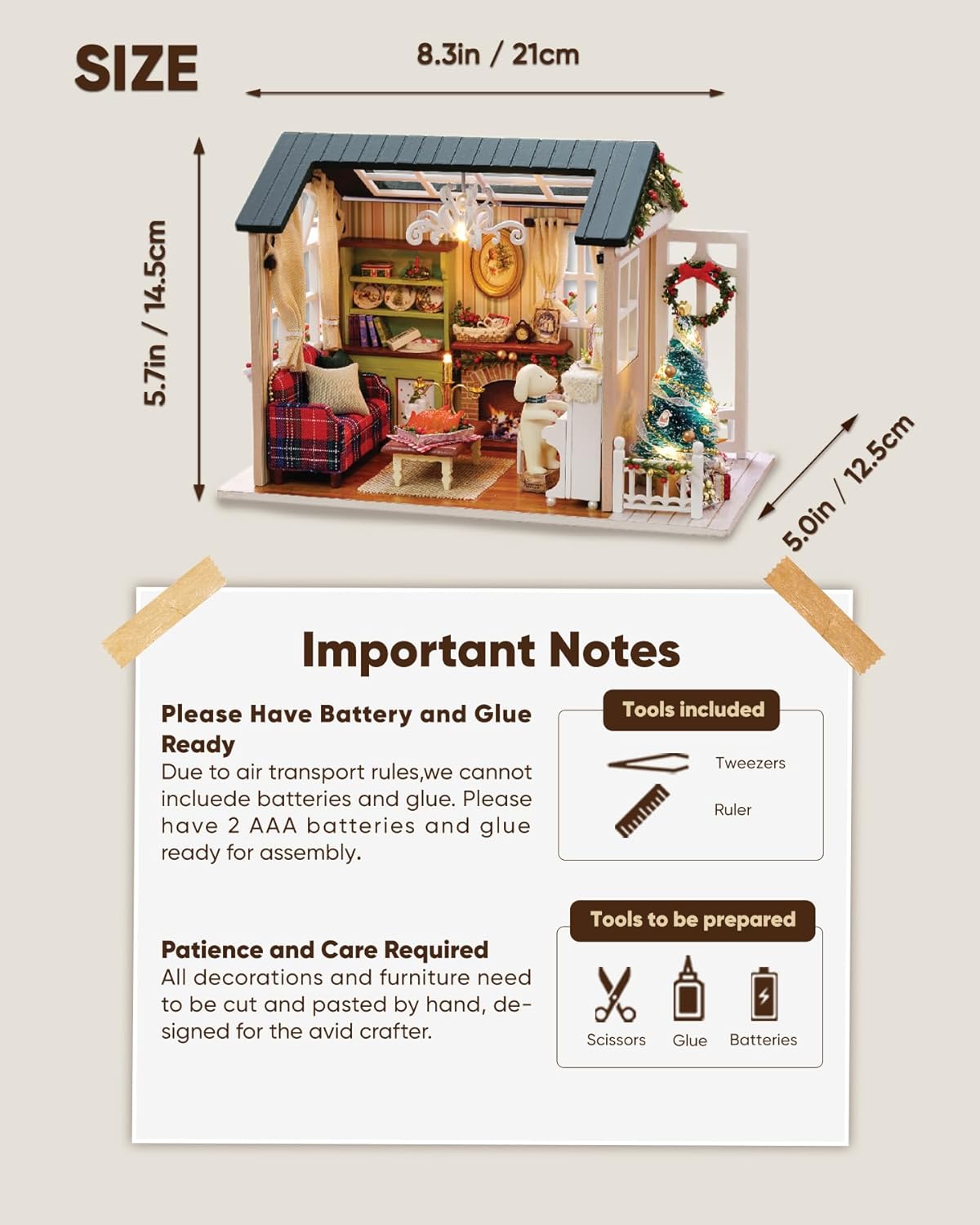 DIY Miniature House Kit, DIY Dollhouse Kit for Adults to Build, Mini House Kit with LED, Mayberry Street Miniatures, Ideal Gifts for Birthday,Valentine(Holiday Times)