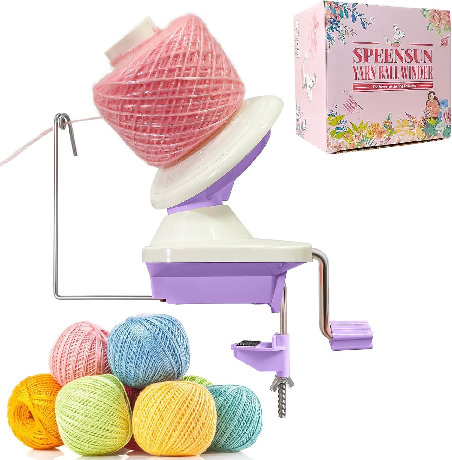 SPEENSUN Yarn Winder, 3.5 OZ Easy-to-Install and Efficiently Yarn Spinner with Lower Noise, Robust ABS Material Ball Winder for Crochet and Knitting Lover for Yarns Below Size 5