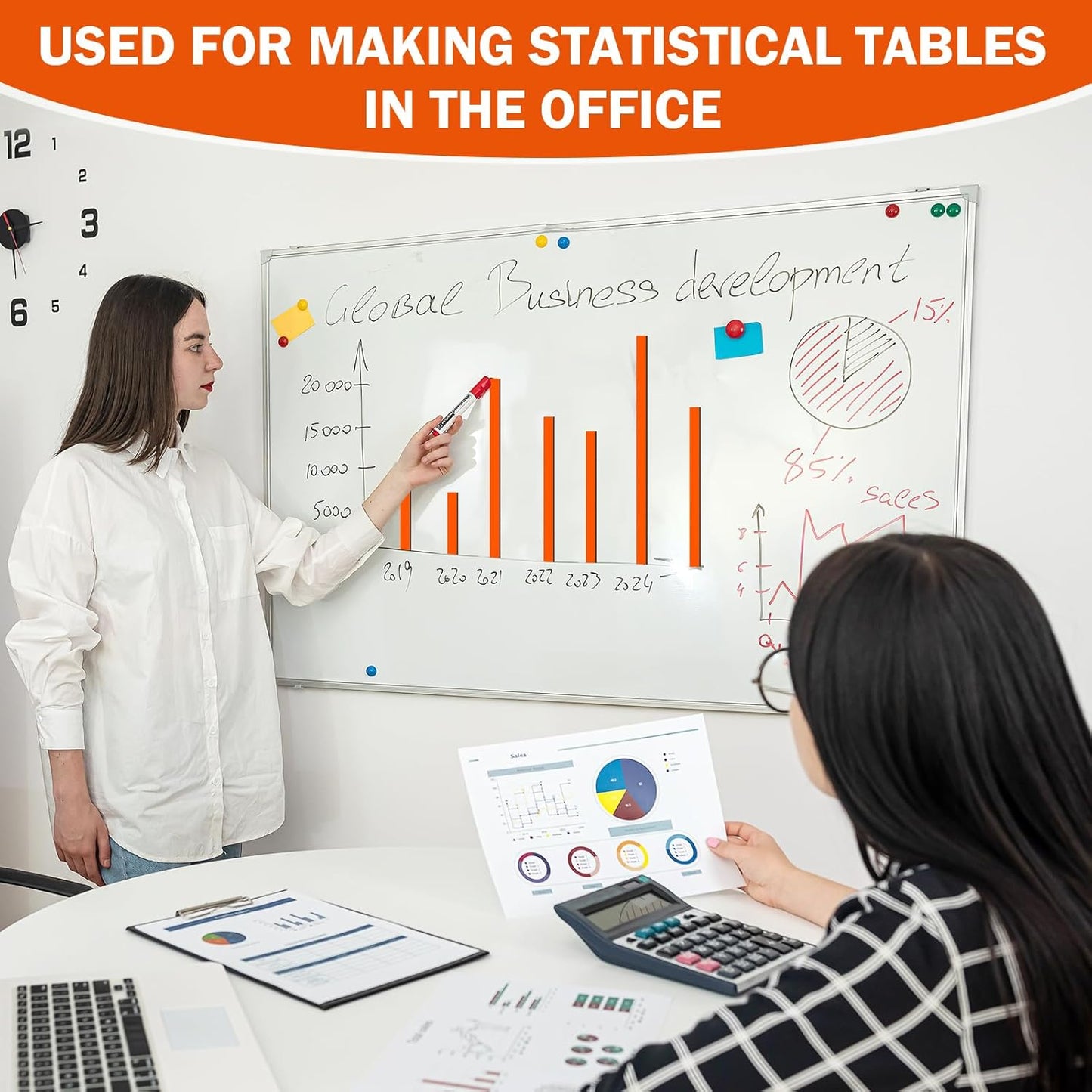 Magnetic Tape Roll Thin Strips, 0.39 Inch x 66 Feet Magnetic Board Dividers Whiteboard Graphic Decorative Tape Marking Line for Classroom Office Art Accessories(Orange)