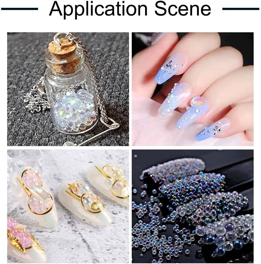 240g Mini Glass Bubble Beads 0.6-3mm Droplet Fillers Crystal Micro Caviar No Hole for Resin Inclusion DIY Pendant Jewelry Crafts Nail Art Decoration, 8 Colors