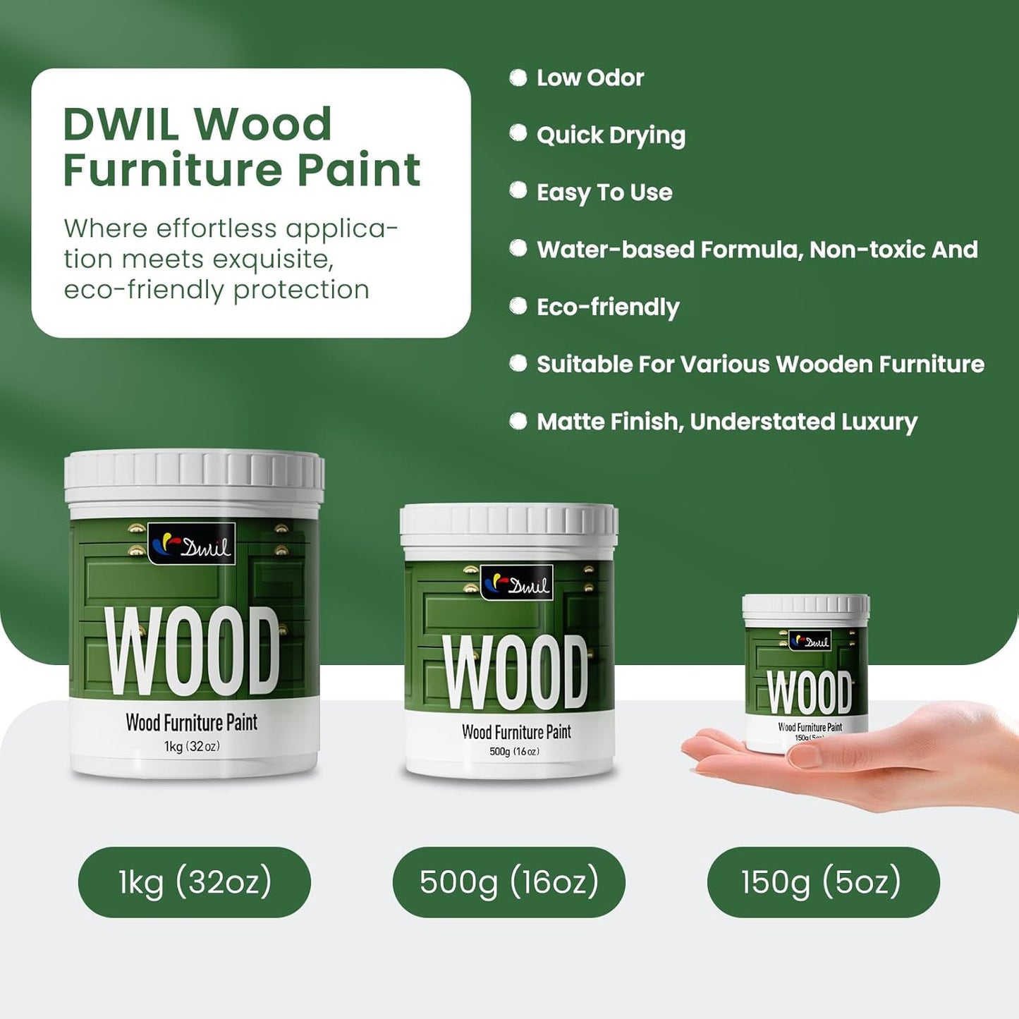 DWIL Matte Finish Furniture Paint - 5 Oz Wood Paint for Cabinets, Doors, Tables, and Dressers Refinishing - Water-Based, Non-Toxic & Odorless, Easy to Apply(Pitmaston Pear Yellow)-Trial Pack