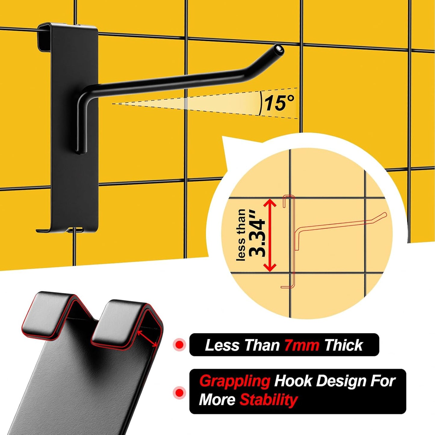 Gridwall Hooks 4 Inch, 60 Pack Metal Display Hooks for Grid Wall, Hanging Hooks for Grid Wall Panels, Black Grid Wall Accessory for Clothes, Home Setup, Retail Display- Gridwall Peg Hooks