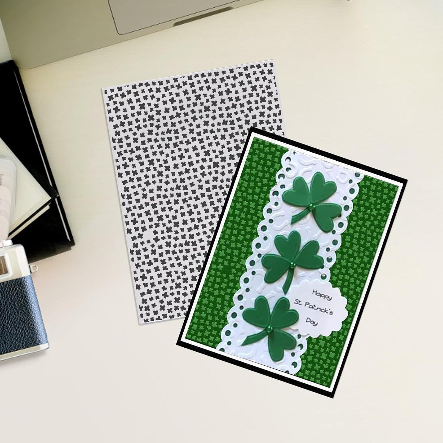 Threetols 3-D Textured Impressions Embossing Folder, Dot Background Embossing Folder for Card Making, Rain Frame DIY Plastic Scrapbooking Photo Album Card Paper DIY Craft Decor Template Mold