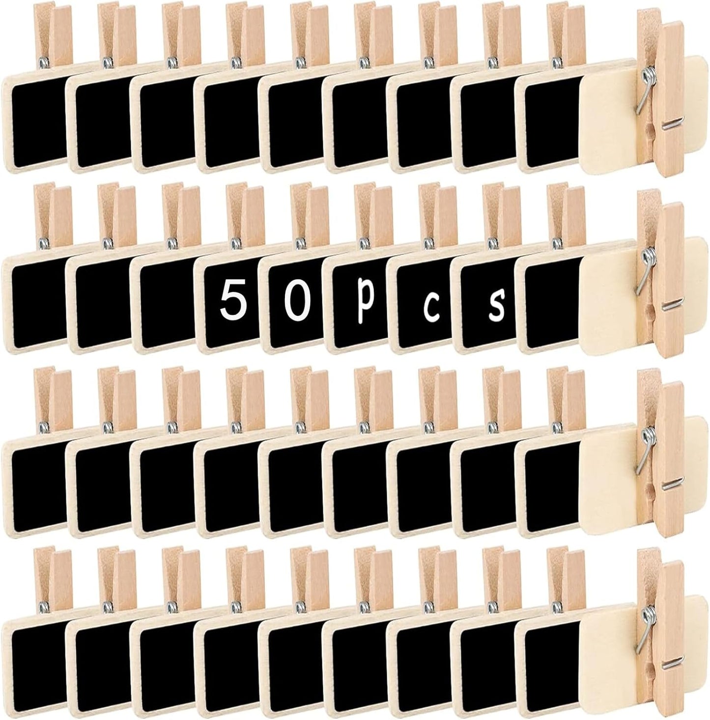 50Pcs Labels with Clips Mini Chalkboard Signs with Clip, Chalk Labels for Baskets Stocking Labels Small Chalkboard Sign for Note, Label Signs, Party Food Labels for Party Buffet (2.37x1.89inch)