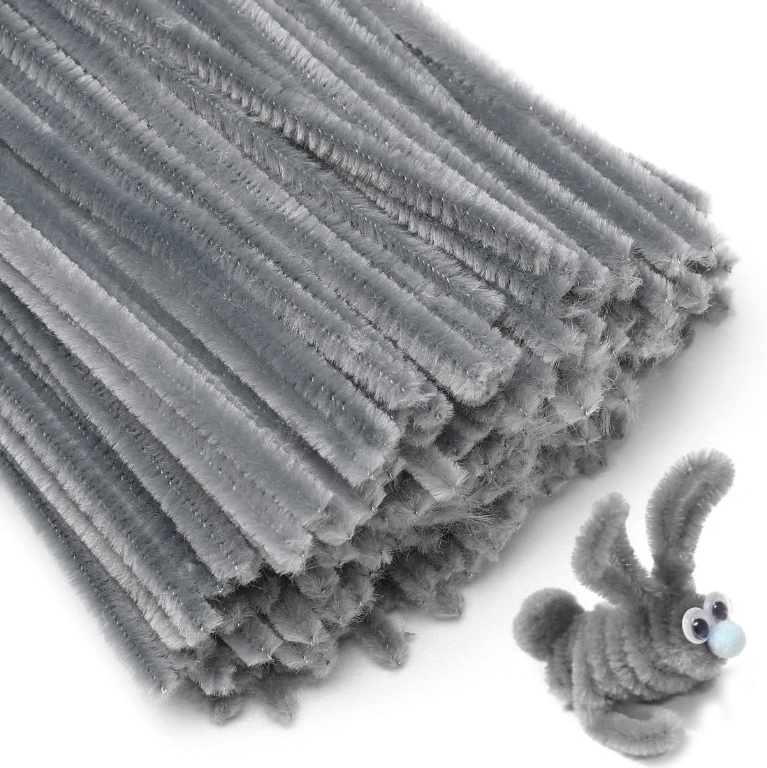 Eppingwin 200pcs Pipe Cleaners, Grey Pipe Cleaners Craft Supplies,Chenille Stems for DIY Arts Crafts Project(Grey)