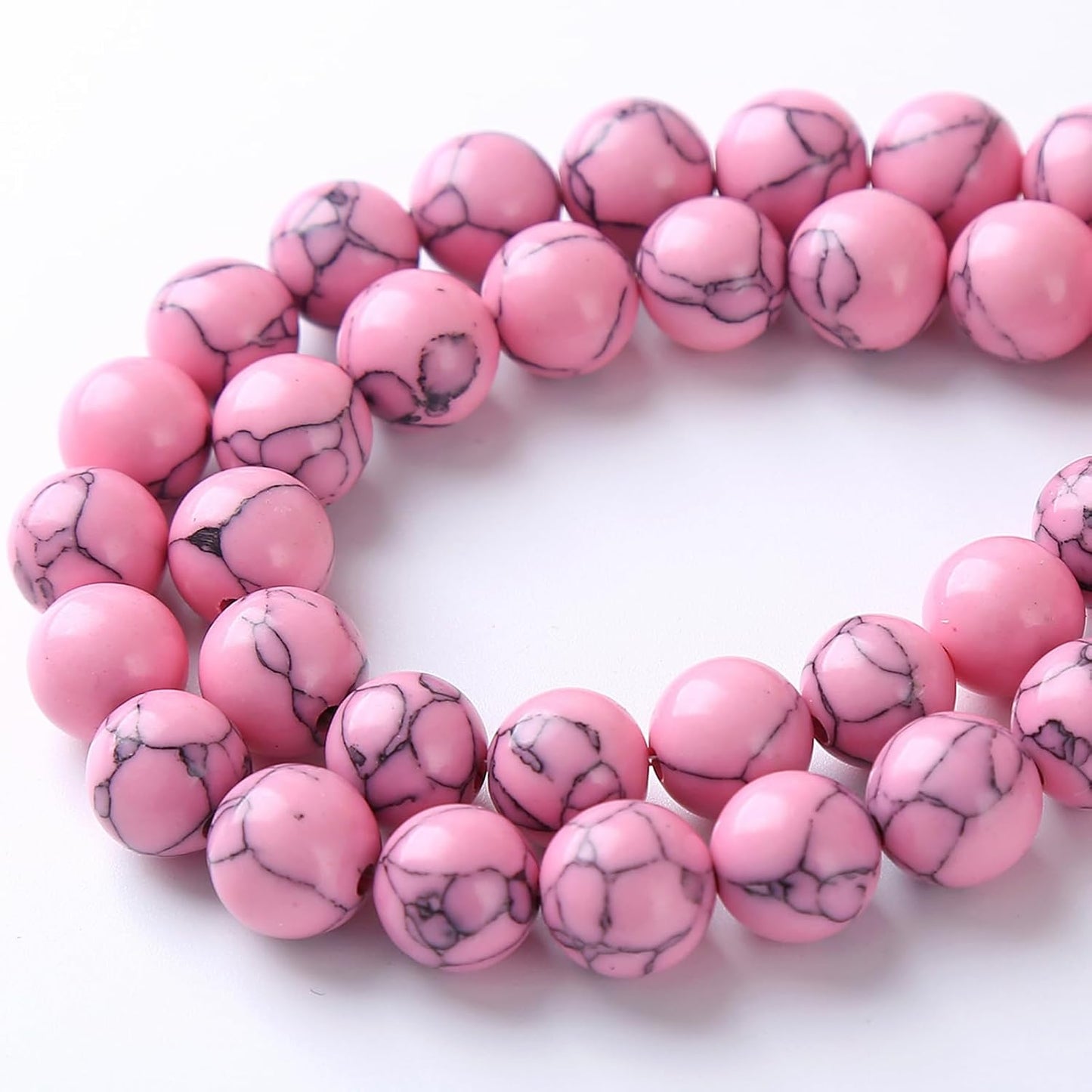 36pcs 10mm Pink Turquoise Beads Natural Stone Round Loose Spacer Beads for Jewelry Making DIY Bracelet Necklace 1 Strand 15inch