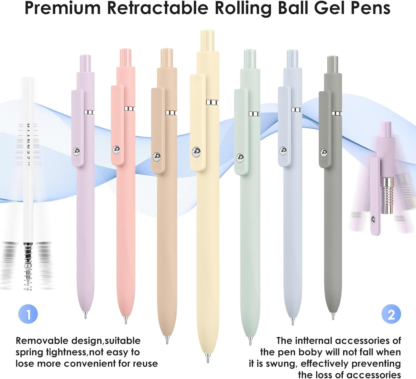 Donyang Gel Pens, 7pcs 0.5mm Cute Black Ink Fine Point Pens With Smooth Writing, Quick Dry Pen For Journaling, Teacher Work Desk Accessories Office School Supplies for Men Women Student (Morandi)