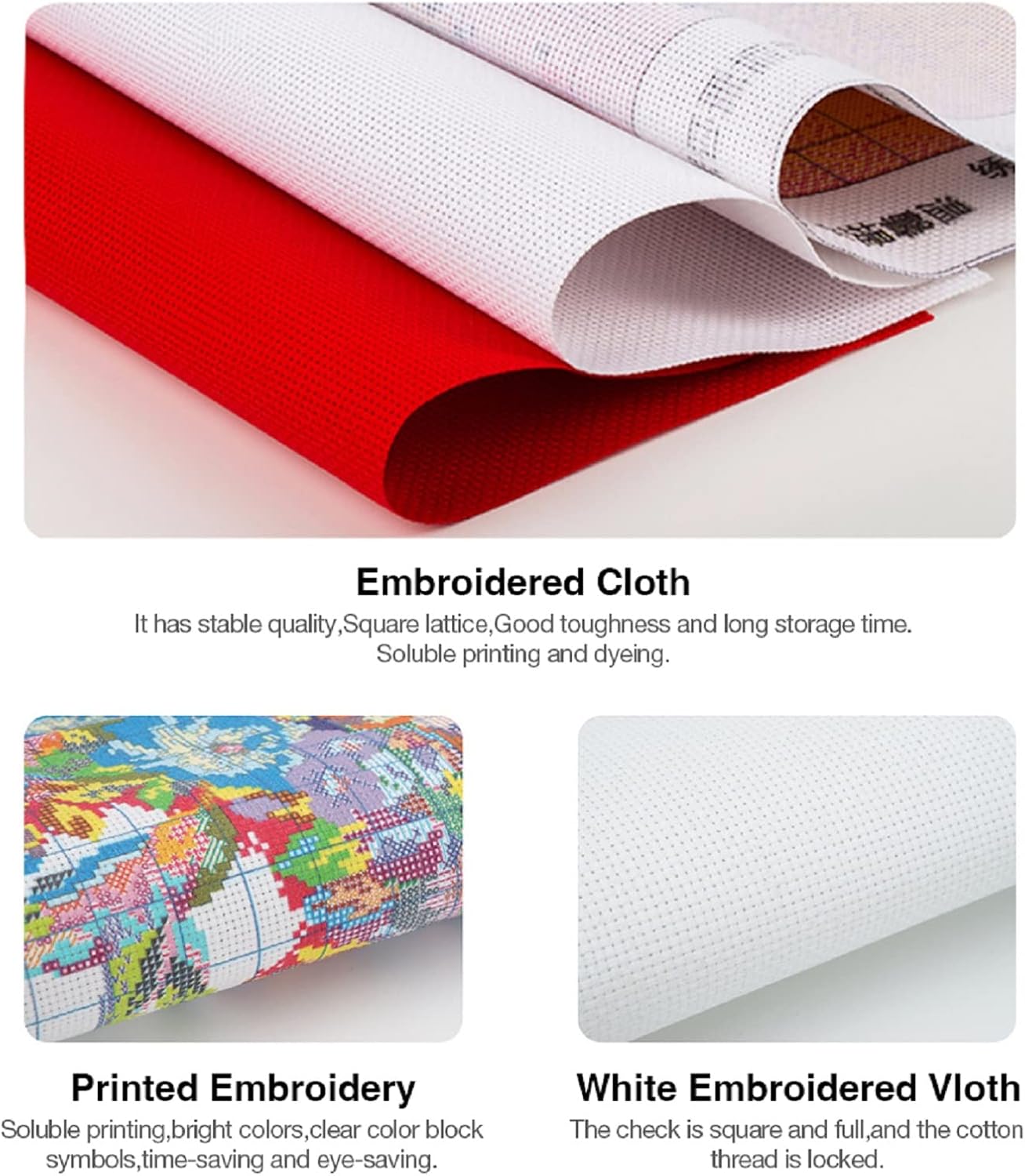 Foxhool Beginners Cross Stitch Kits Stamped Full Range of Embroidery Kits for Adults DIY Cross Stitches kit Embroidery Patterns for Needlepoint kit-Colorful Cat 18x18 inch