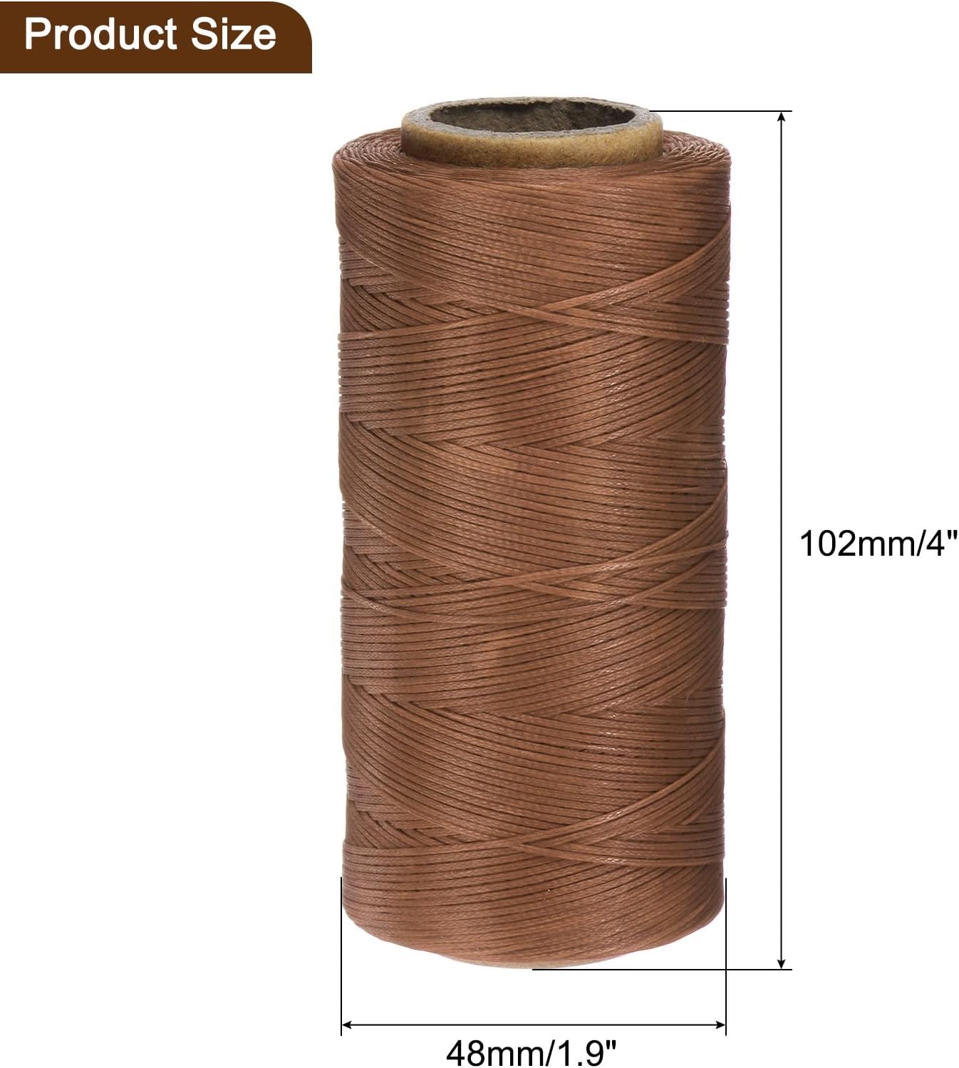 uxcell Leather Sewing Waxed Thread, 284 Yards / 260m 0.8mm 150D Flat Polyester All-Purpose Threads for Leather Crafts, Bookbinding, Burgundy