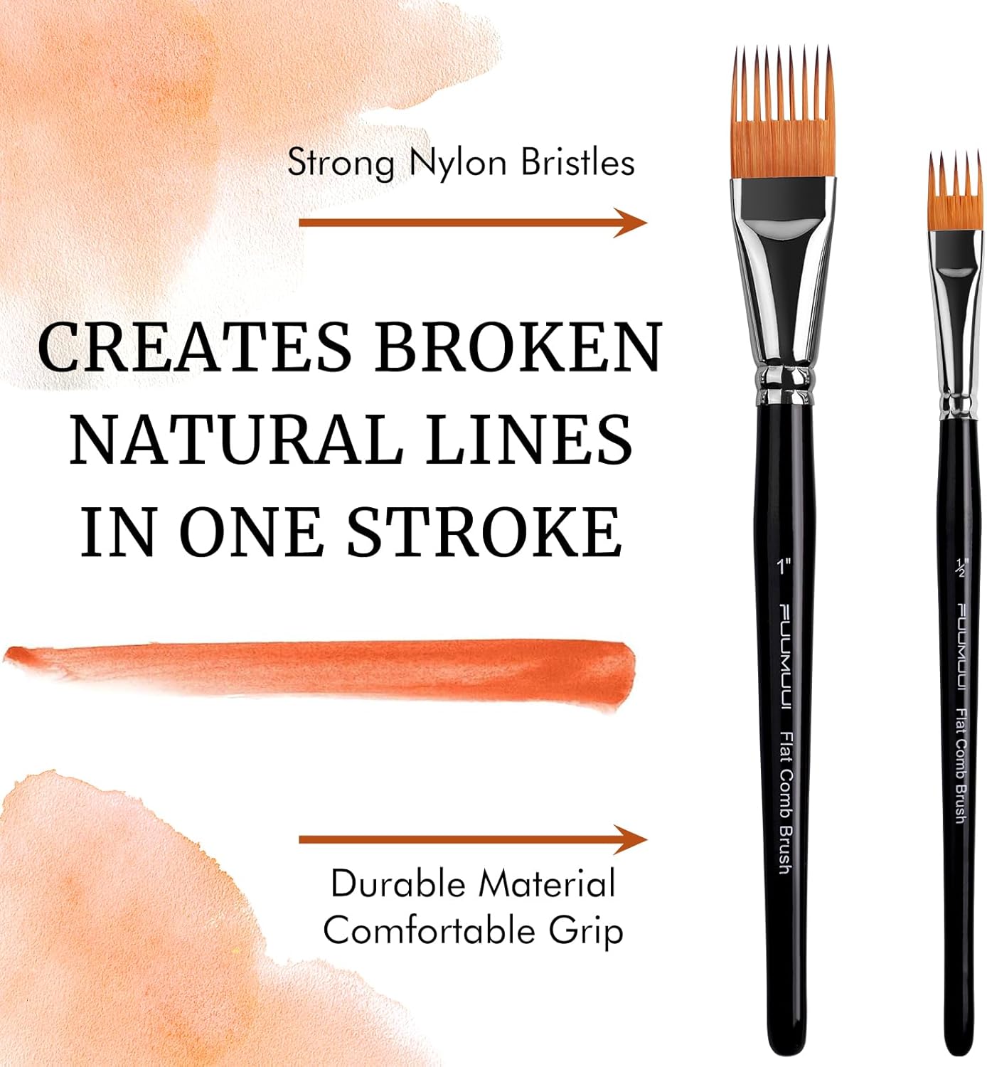 Fuumuui Grainer Brush Set–5pcs Professional Flat Comb Brushes for Unique Texture Painting Perfect for Artists Acrylic, Watercolor and Oil