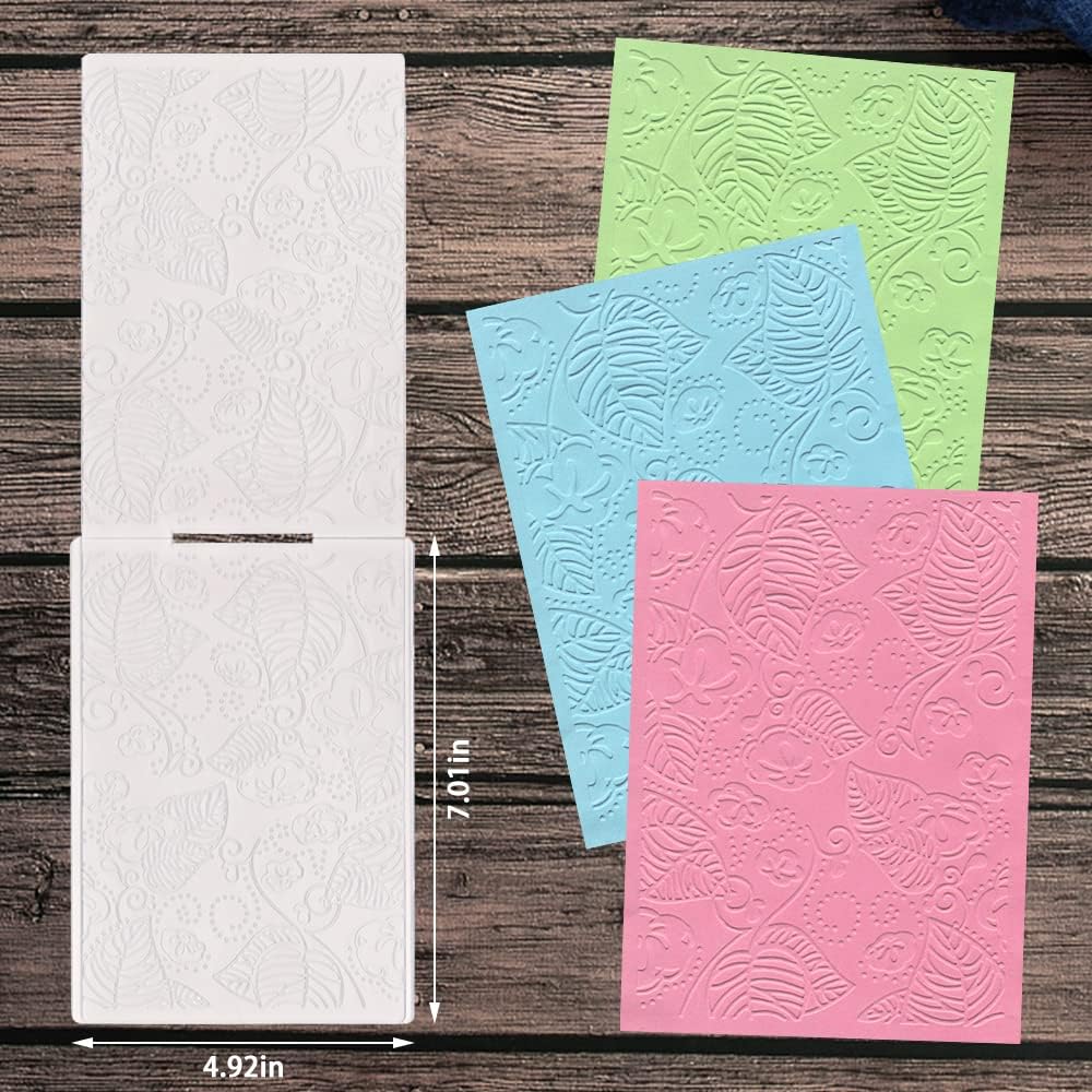 Hying 3-D Textured Impressions Background Embossing Folder, Flower Leaves Pattern Plastic Embossing Folder Template for Card Making Scrapbooking Paper Craft Album Stamps DIY Décor