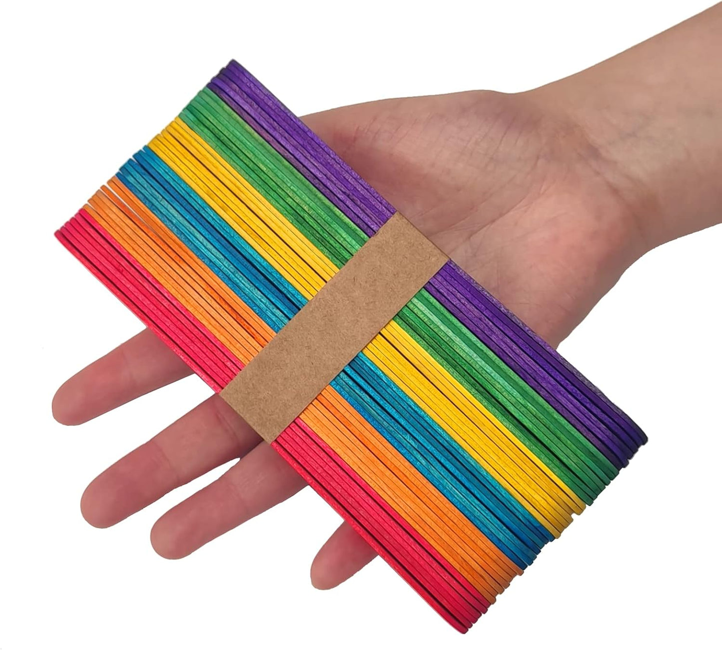 WISYOK 120 Pcs 6” Colored Jumbo Wooden Craft Sticks - Rainbow Wooden Popsicle Sticks for Creative Designs or Kids Education, Home Art Projects