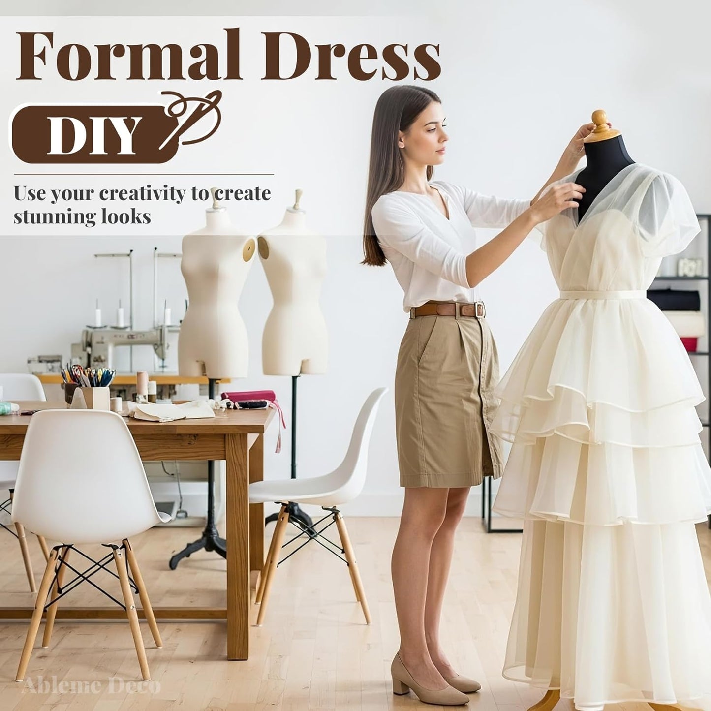 Organza Fabric by The Yard, 60 Inch Wide 10 Yards (30 ft) Extra Long Sheer Fabric for DIY Sewing Projects Window Scarf Wedding Decorations Party Backdrops Curtains (Ivory)