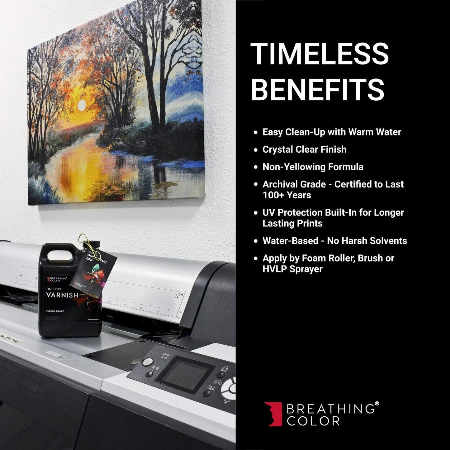 Breathing Color Timeless Archival Print Varnish - 1 Quart Glossy Finish - Premium Water-Based Canvas Coating with Fade Protection