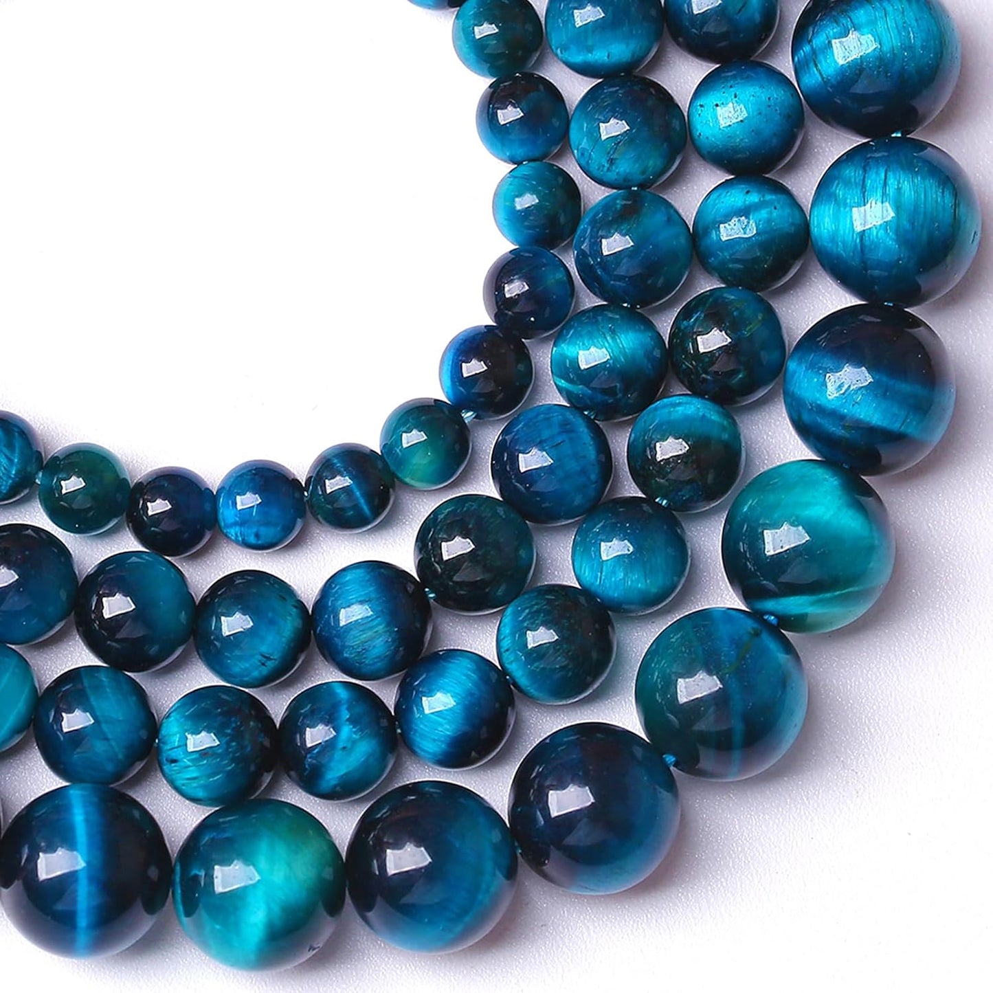 4MM 180pcs Natural Royal Blue Tiger Eye Stone Energy Healing Beads Round Loose Beads for Jewelry Making Bracelet 2 Strands 32"