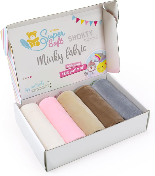 kullaloo Plush Fabric | Precut Fabric Bundle: 5 Pieces Solid Minky Fabric for Sewing | 19.5x29.5 Each | for Plushies, Baby Blankets, Pillows, Dog Beds, Apparel | Besties Colors Minky Fabric Pack