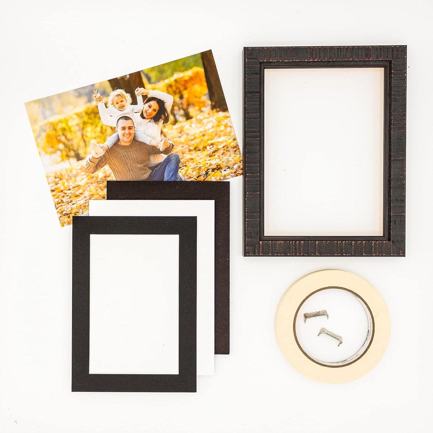 5x7 Mat for 8.5x11 Frame - Precut Mat Board Acid-Free Show Kit with Backing Board, and Clear Bags Textured Black 5x7 Photo Matte For a 8.5x11 Picture Frame Matboard for Framing, Pack of 100 Mats