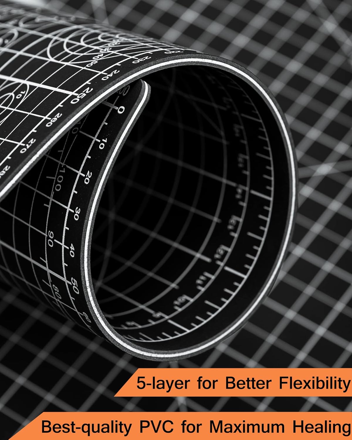 Density-upgraded 18"x12" Self Healing Cutting Mat, Idemeet Rotary Sewing Mat for Crafts, 5-Ply Blade Table Protector Cut Board for Fabric Leather Cutting Quilting Modeling Hobby Project, A3, Black