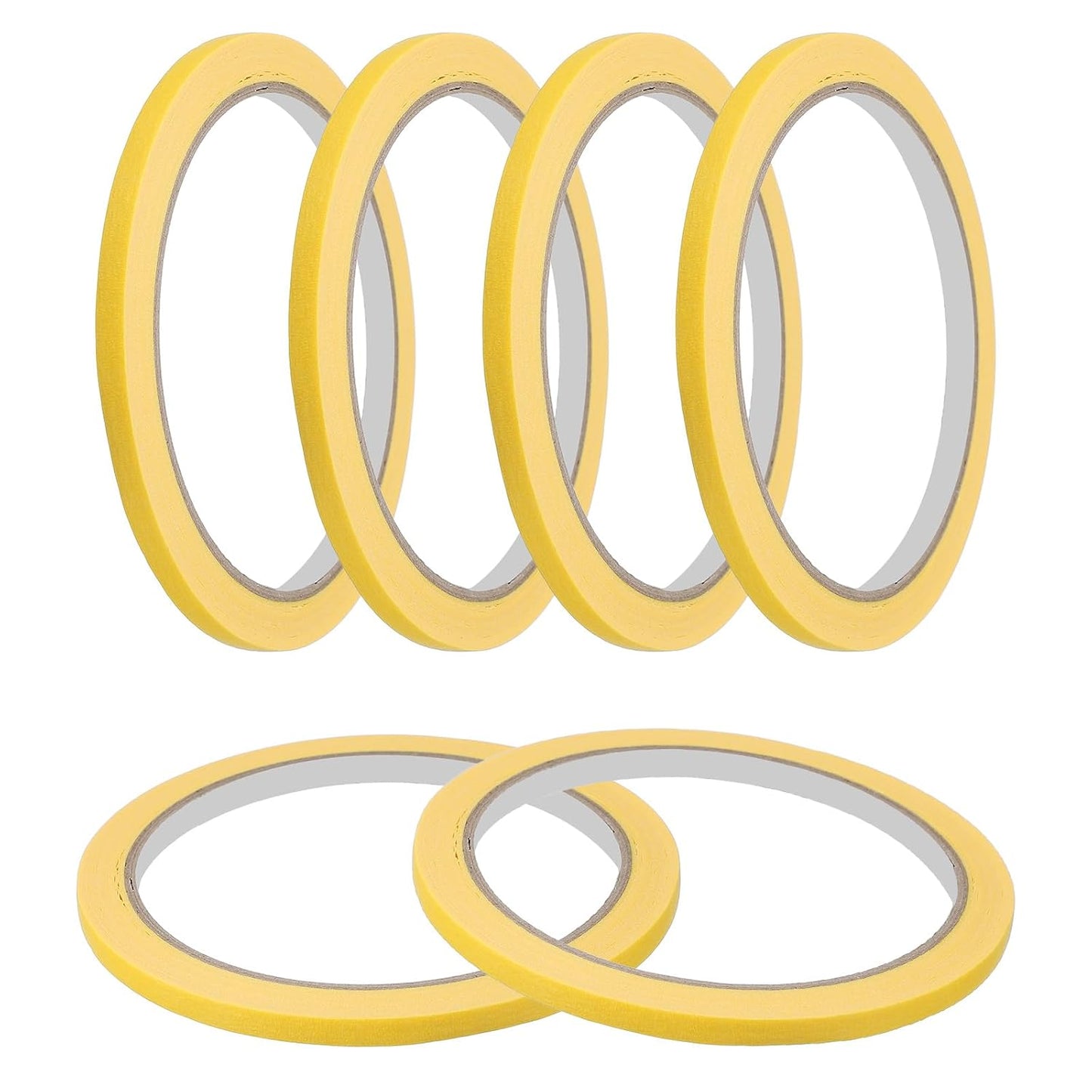 MECCANIXITY Masking Tape 0.2 Inch x 21 Yard Painter's Tape Yellow Paint Tapes for DIY Crafts Arts Drawing Decoration Labeling Car Painting Artist Teachers, Pack of 6